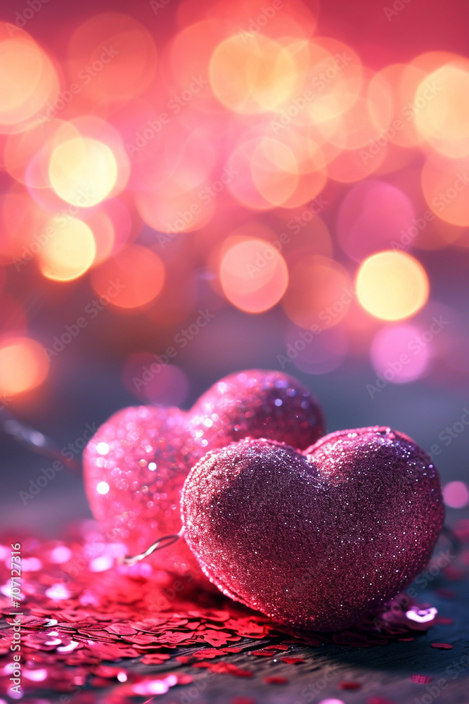 Valentine's Day - pink hearts with defocused blurred lights Valentine's Day - pink hearts with defocused blurred lights