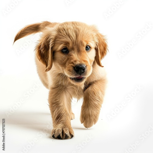 Puppy Running on White Background - Adorable Dog in Action