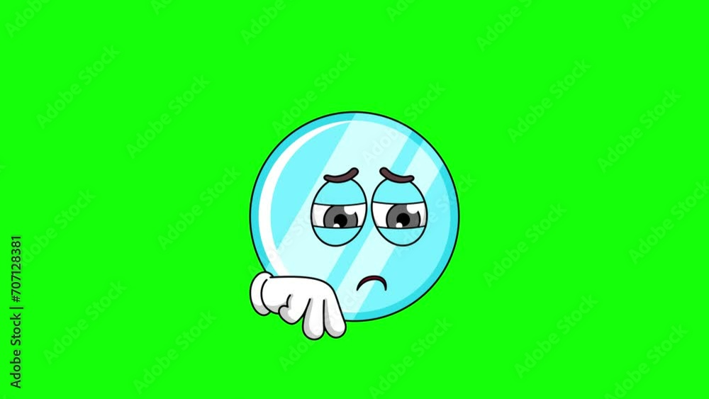 Sad mirror cartoon, mascot animation with green screen Sad mirror cartoon, mascot animation with green screen