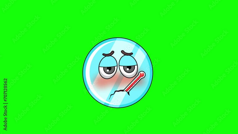 Fever animation of a mirror cartoon, with a thermometer
