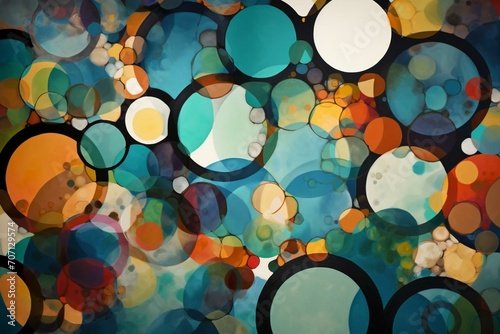 Colorful artwork with formless circular shapes. Generative AI photo