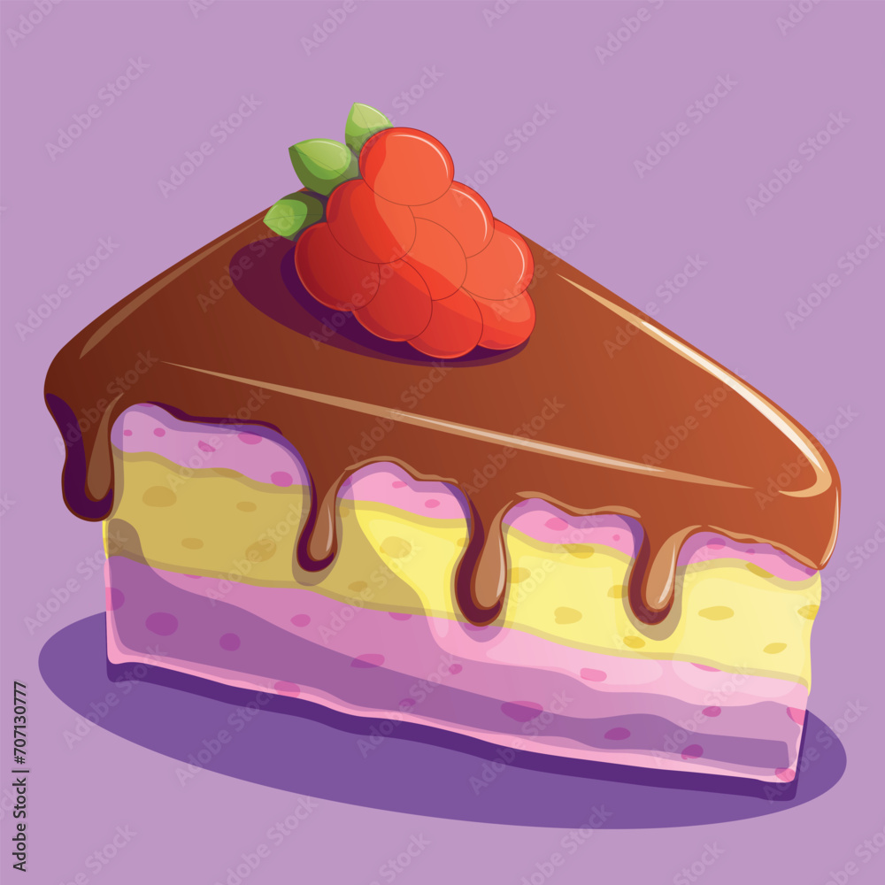 Cartoon slice of fruit and chocolate cake, pie. Isolated vector illustration.
Cartoon slice of fruit and chocolate cake, pie. Isolated vector illustration.