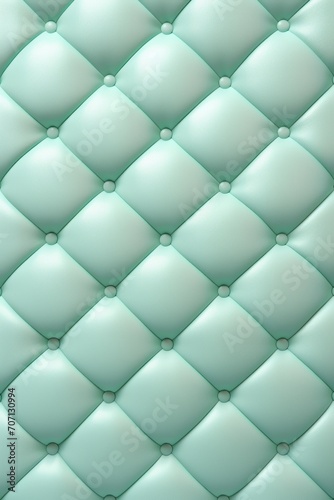 Seamless light pastel mint diamond tufted upholstery background texture 