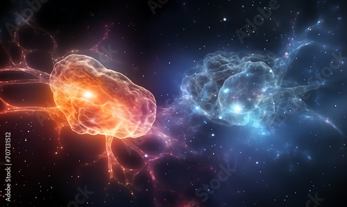 The conceptual link between neuron cells and concentrations of galaxies in the universe. Generative Ai