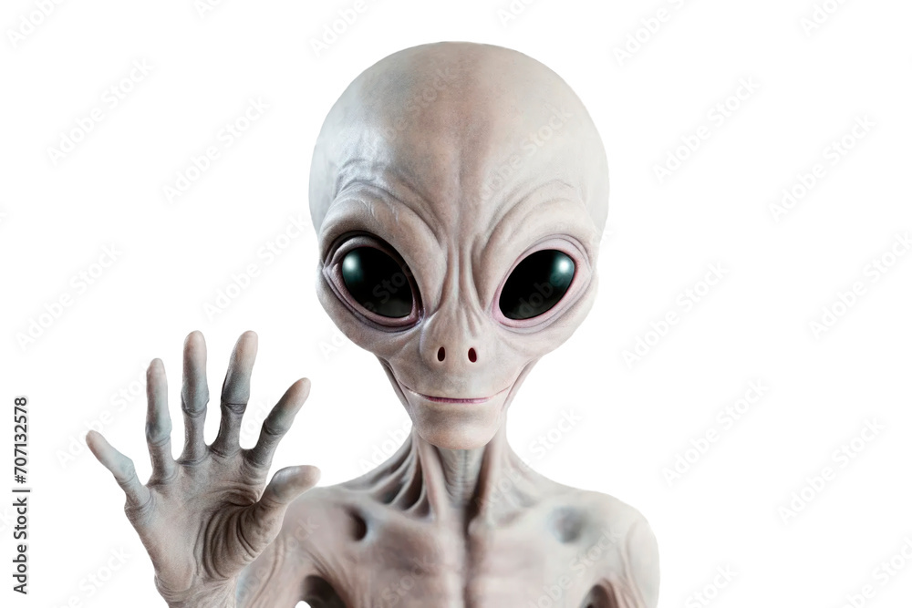Aliens arrival concept, aliens are smiling and waving greeting on transparent background. Aliens arrival concept, aliens are smiling and waving greeting on transparent background.