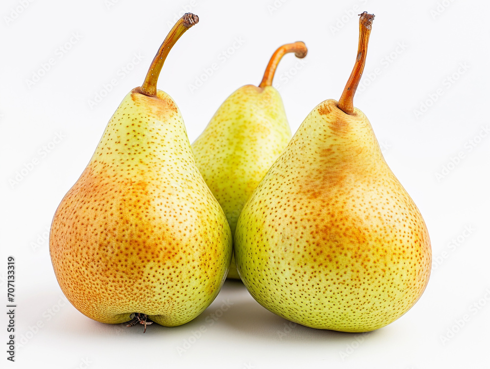 Fresh pear fruits isolated on white background. Minimalist style. Fresh pear fruits isolated on white background. Minimalist style.