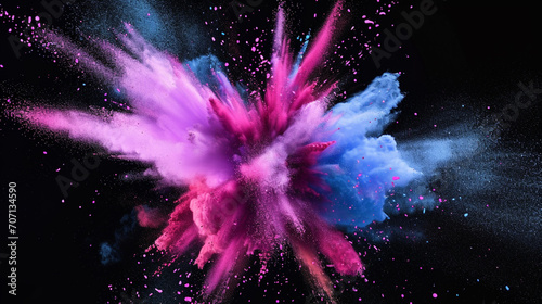 Image of Colorful Powder Explosion on Background. The unity of rainbow colors and the moment of explosion