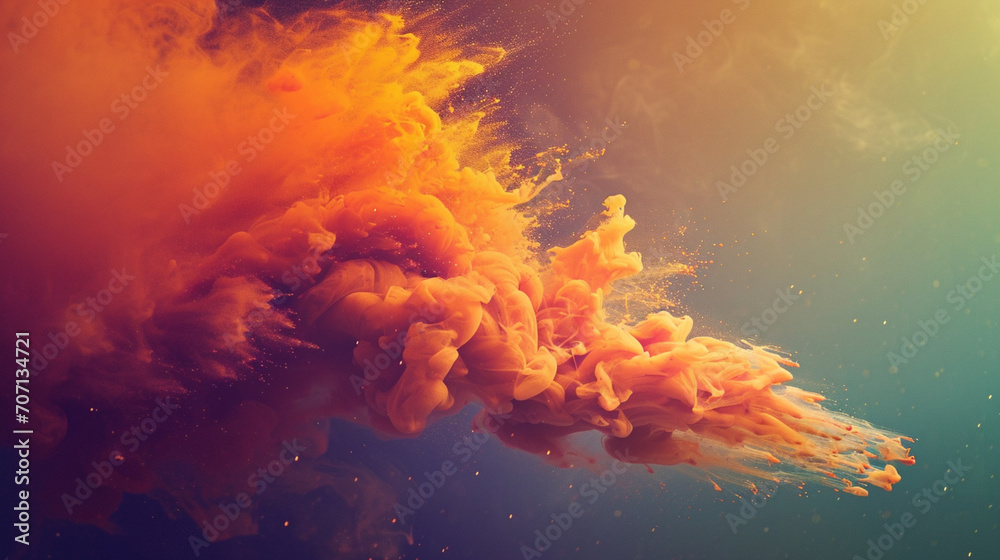 Obraz premium Image of Colorful Powder Explosion on Background. The unity of rainbow colors and the moment of explosion
