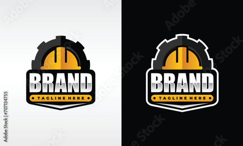 construction helmet gear emblem logo