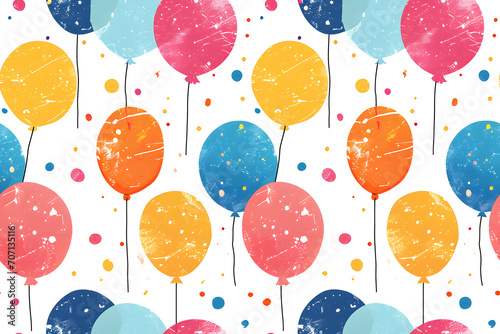 Watercolor seamless pattern with colorful balloons