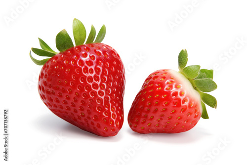 fresh ripe red strawberry isolated on white background. healthy, vegetarian, fruit smoothies, with clipping path.