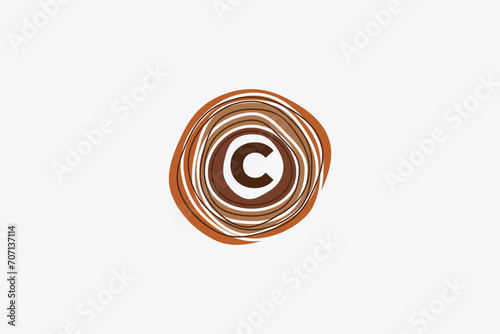 wood log logo with letter c design vector template