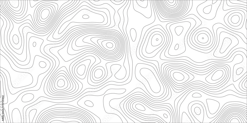 Ocean topographic line map with curvy wave isolines vector illustration. Abstract topographic contours map background, Vector contour topographic map. Cartography texture abstract banner use..