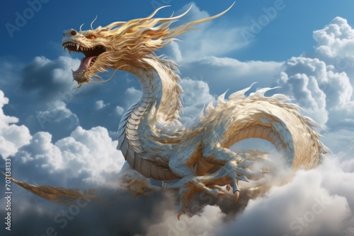 chinese dragon statue on sky © nataliya_ua