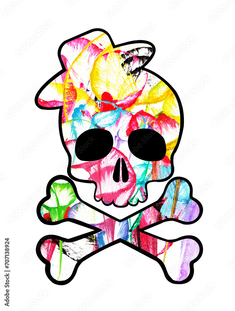Skull and crossbones watercolor abstract design by hand painting. Skull and crossbones watercolor abstract design by hand painting.