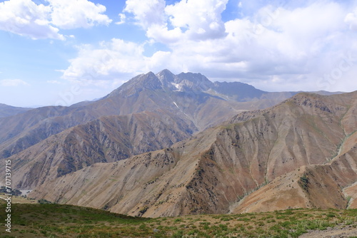 view from the Kaldaman pass between Arslanbob and Kazarman in Kyrgyzstan, Central Asia