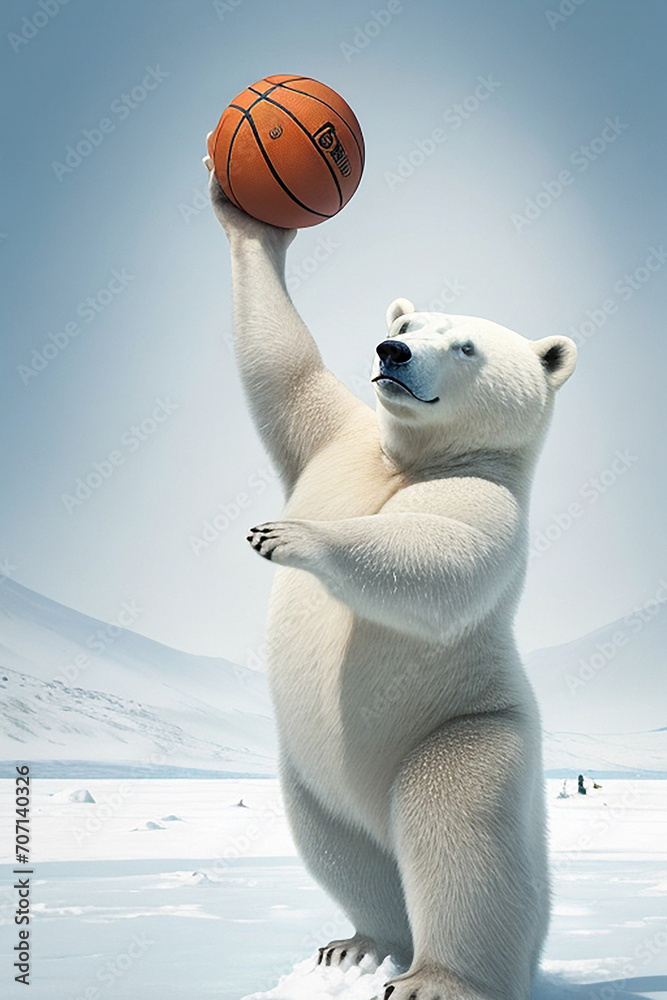 a cute polar bear playing ball ai generated photos