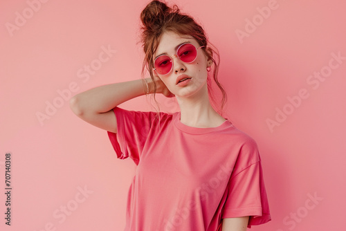 Young beautiful woman portrait isolated on color background 