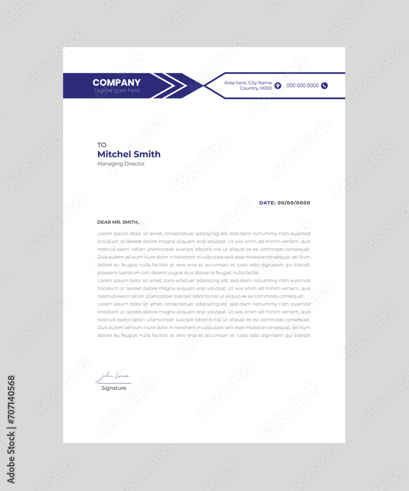 Minimalist concept business style professional and modern letterhead template design Minimalist concept business style professional and modern letterhead template design