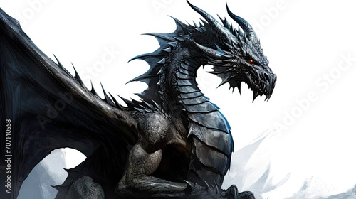 black dragon isolated on white background