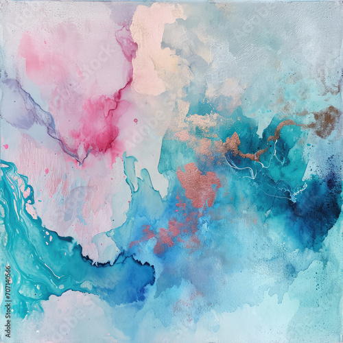 Abstract watercolor hand painted background in blue, purple, pink ,teal watercolors.Perfect for wallpapers ,print, background © sravanthi