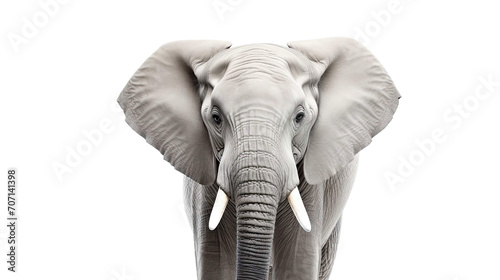 Elephant Face Shot on Transparent Background