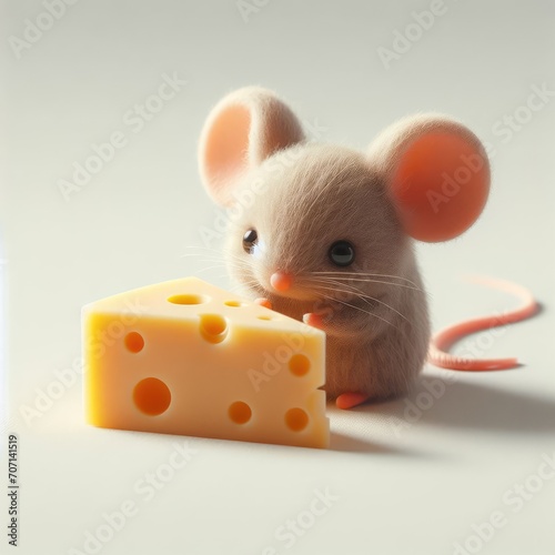 animation mouse and a piece of cheese
