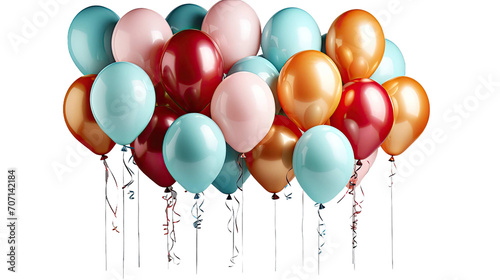  Many colorful baloons flying on transparent background