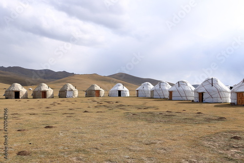 Yurts at Song kol lake Kyrgyzstan, Central Asia