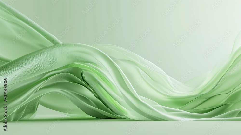 Green satin or silk wavy abstract background with blank space for text. Green satin or silk wavy abstract background with blank space for text.