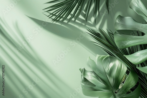 Green satin or silk wavy abstract background with blank space for text.