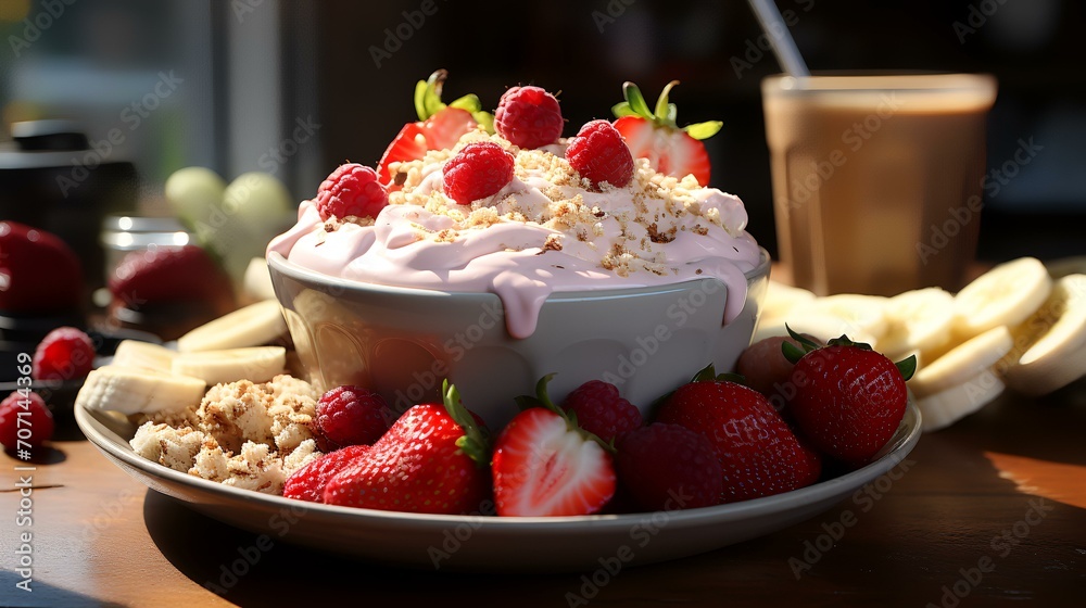 Strawberry Banana Smoothie Bowl with Sliced Fruit
Strawberry Banana Smoothie Bowl with Sliced Fruit