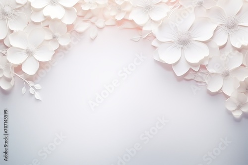 floral arch of white flowers on a white background. Wedding concept. a place for the text. photo