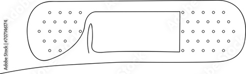 Medical plaster one continuous line drawing. Medical tools. Adhesive plaster. Medical icons, symbols. Line art. Isolated on white background. Vector illustration.