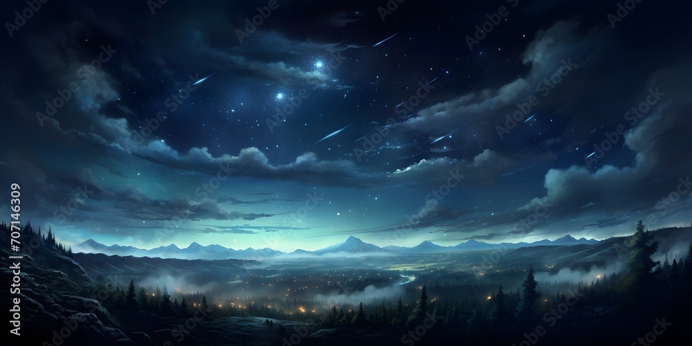 moonlight, stars, night sky, panorama
