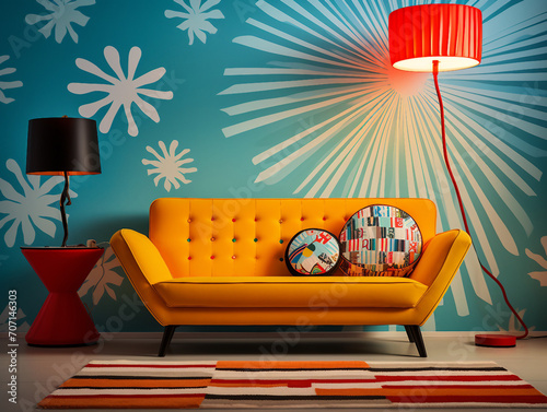 colorful modern living room with sofa photo