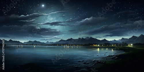 moonlight, stars, night sky, panorama 