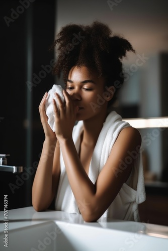 shot of a young woman wiping her hands clean