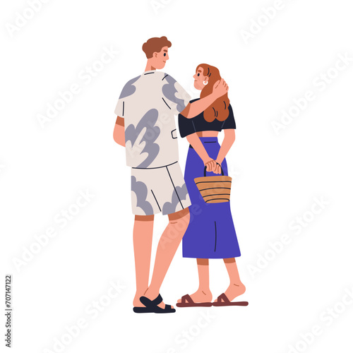 Love couple, enamored man, woman. Happy valentines in romantic relationships,...