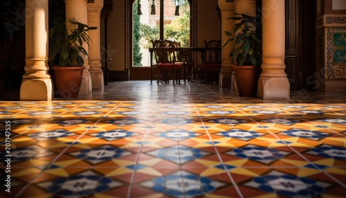 Spacious Room With Tiled Floor and Columns for Multi-purpose Use