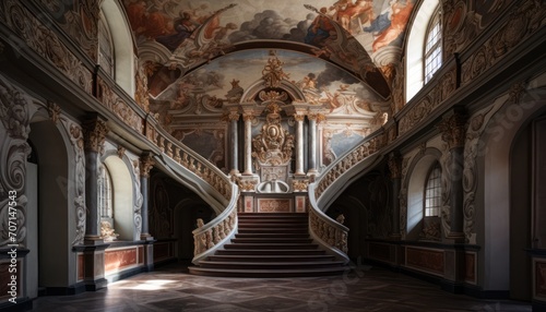 Staircase in Building With Wall Painting