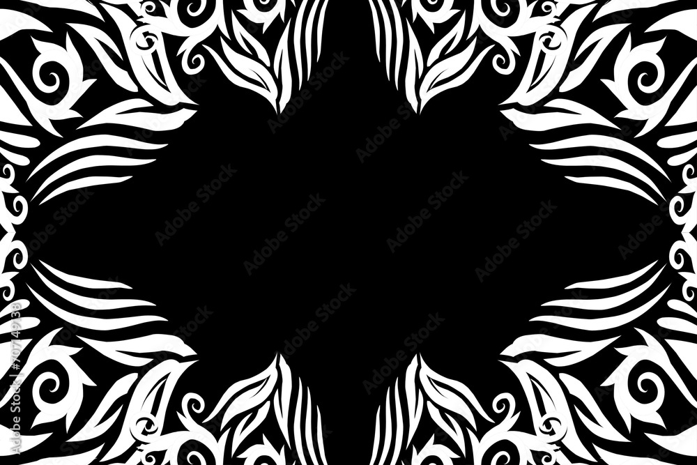 Beautiful black and white frame gradient flowers line art pattern of indonesian culture traditional tenun batik ethnic dayak ornament Beautiful black and white frame gradient flowers line art pattern of indonesian culture traditional tenun batik ethnic dayak ornament