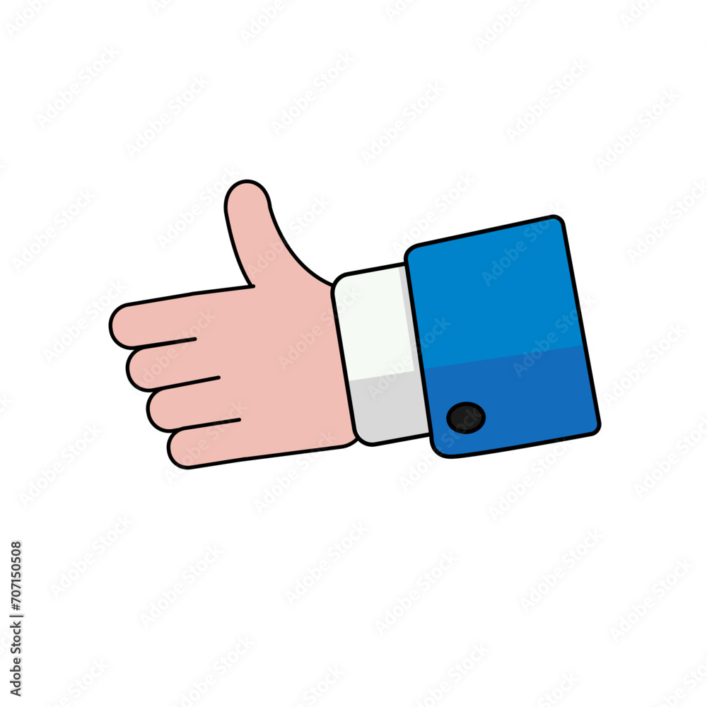 Thumb up hand icon flat business man vector illustration