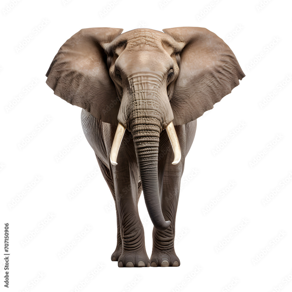 Big Elephant isolated on white or transparent background