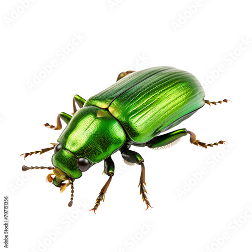 Green june beetle insect grub coleopteran fly entomology animal isolated on white or transparent background