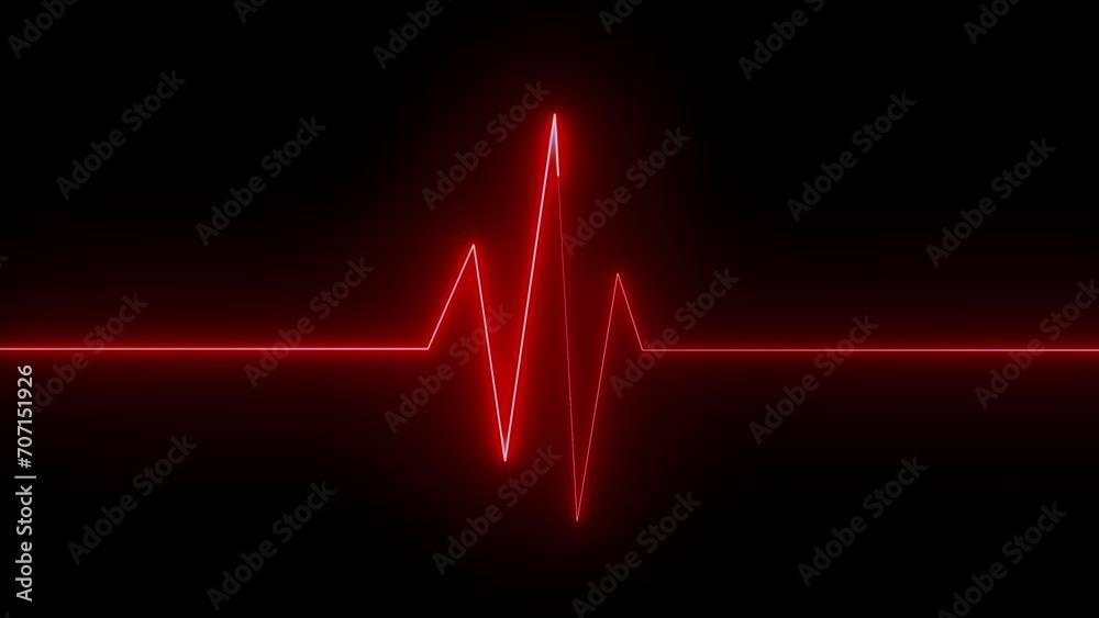Heart rate monitor electrocardiogram beautiful blue bright glowing design looping on black background.
