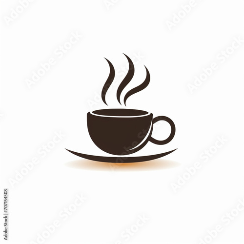 ilustracion de estilo logotipo de taza de cafe con tonos oscuros  sobre fondo blanco