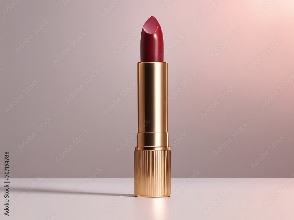 Red lipstick, gold. Blank labeled. Isolated. Red lipstick, gold. Blank labeled. Isolated.