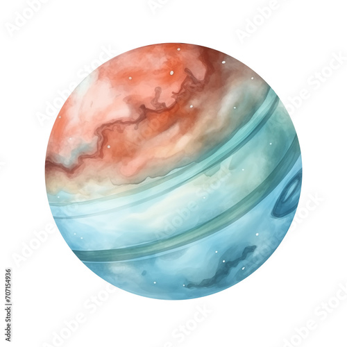 Planet watercolor isolate on white