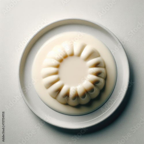 close up of a white cake tiramisu on a plate 